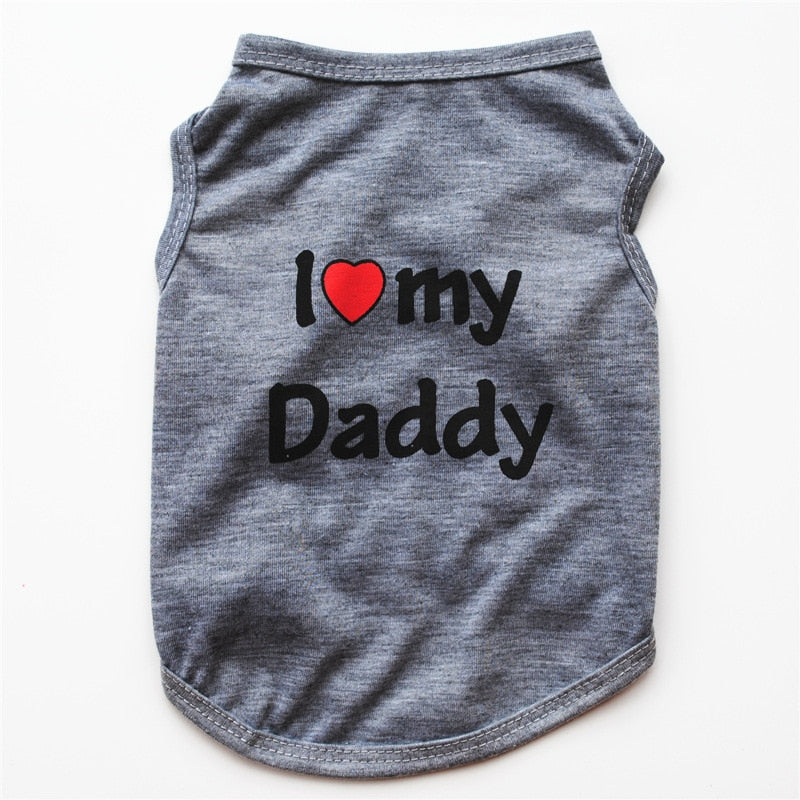 I Love my Mommy + I Love my Daddy,  pet T-Shirt.